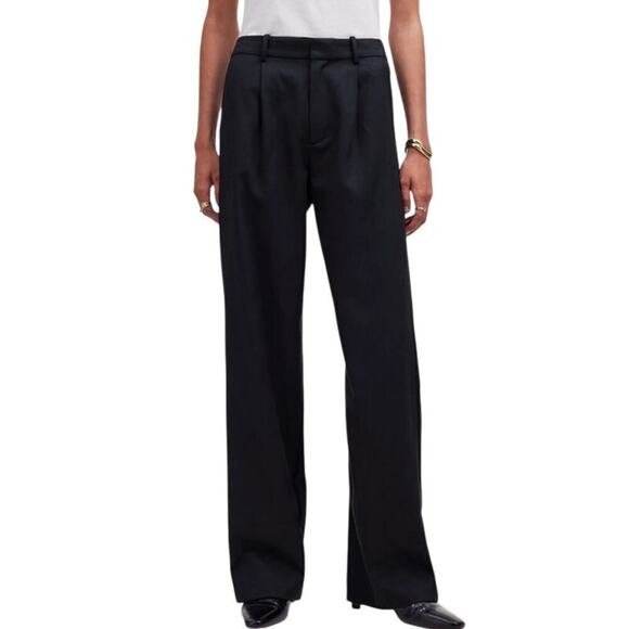 Madewell Petite Slouchy Straight Pants In Drapey Twill Black NWT 0P - Picture 3 of 9